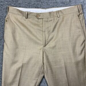 Santorelli Men's Romeo 100% Wool Flat‎ Front Dress Pants Tan • Italy • 40* 39x28